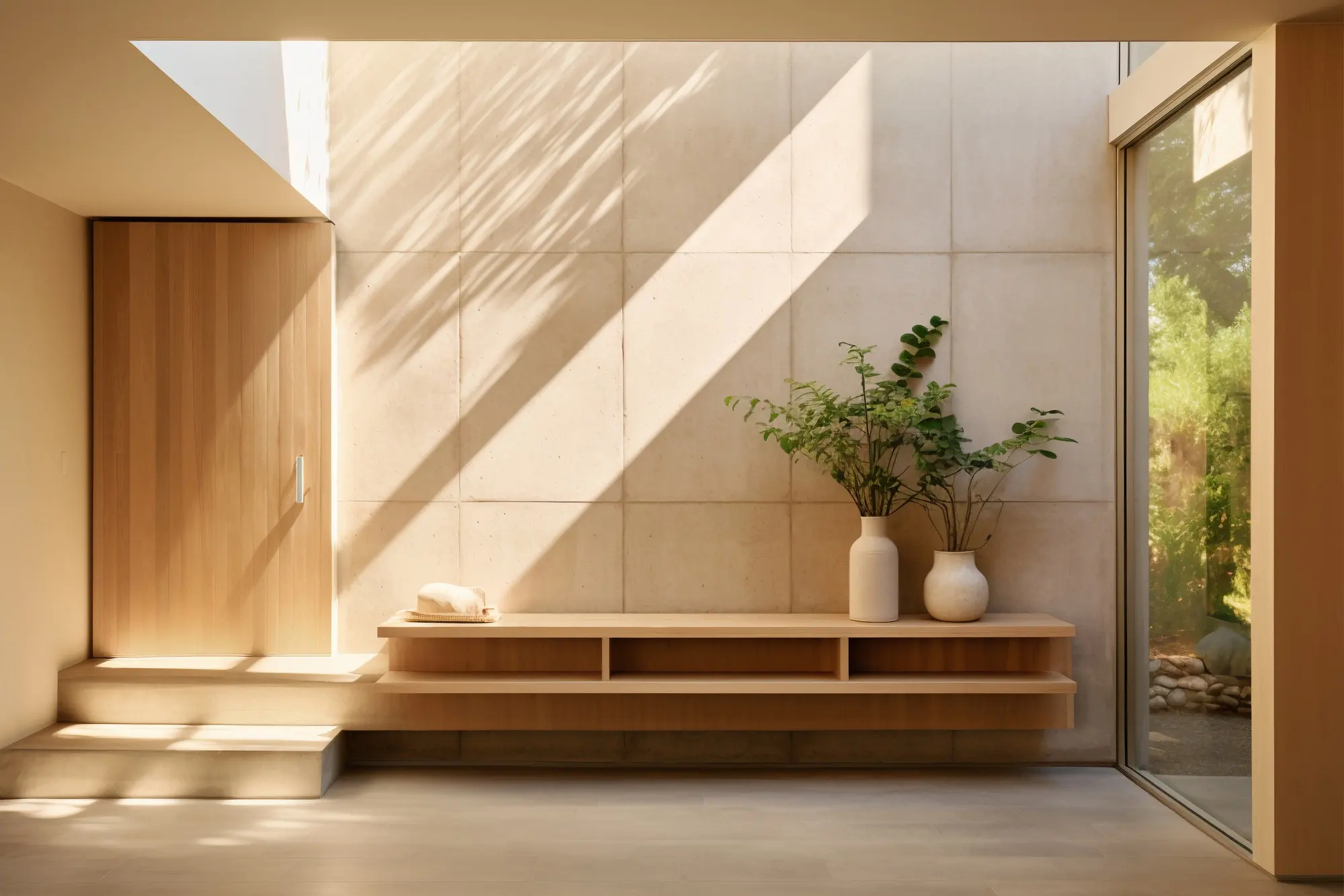 แต่งห้องนั่งเล่นด้วยไม้และวัสดุธรรมชาติ